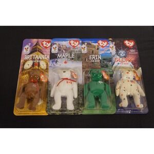 Ty Beanie Babies International Collection Glory Erin Maple Britannia Bears Set